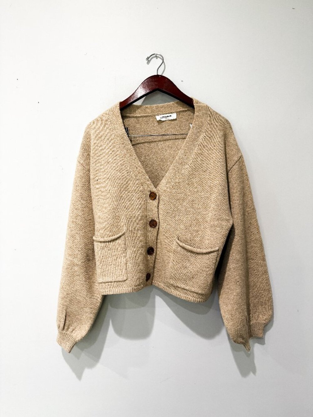 Butter Melon Knit Button Cardigan Oatmeal Women's Size S